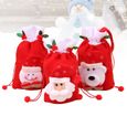3pcs sac d'emballage de cadeau de Noël beau de bonbons avec ficelle pour bébé enfant (rouge, vieil homme,  CHAUSSETTE DE NOEL-2