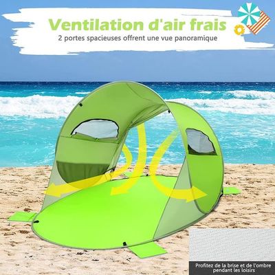 Tente De Plage OutdoorMaster 3-4 Personnes – Abri Parasol Léger Et Imperméable – Facile à Monter
