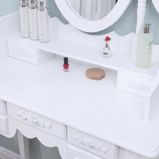 Coiffeuse Witte Table de maquillage moderne avec miroir coulissant
