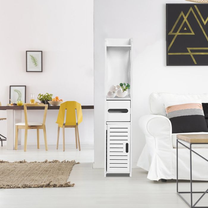 Meuble Rangement Salle De Bain Étanche - Armoire Toilettes Avec Étagères Réglables