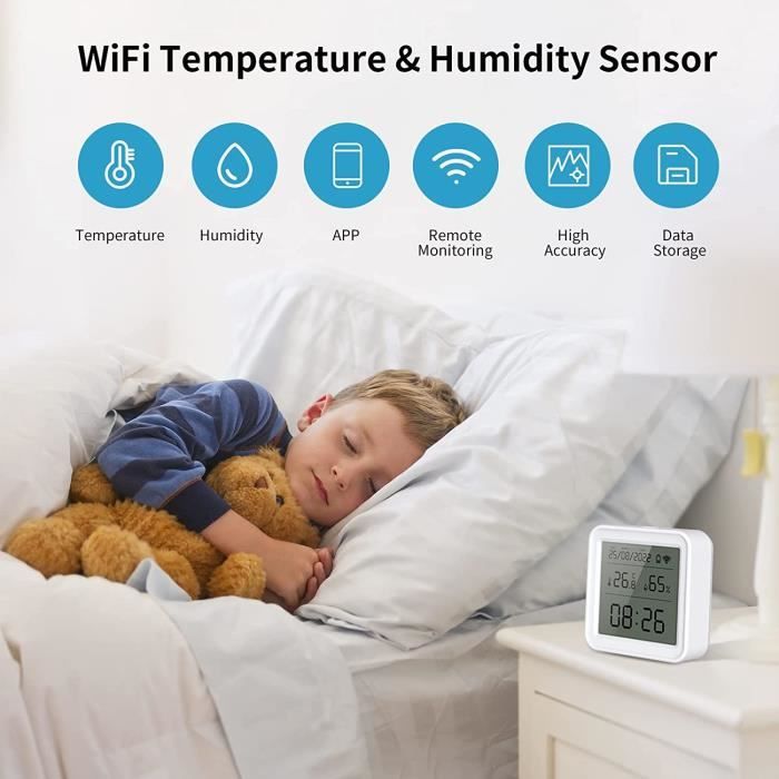 EMylo WiFi Thermometre Hygrometre Interieur, Tuya Thermomètre