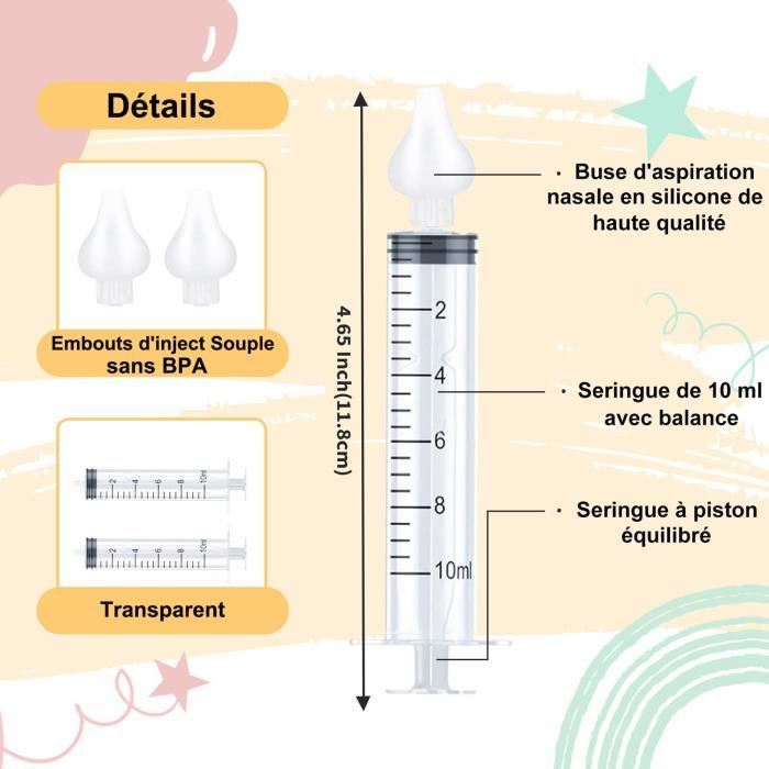 10 Embouts Seringue Nasale Bébé - Silicone Doux Remplacement - Compatible Tous Mouchoirs Standards