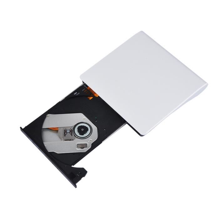 Lecteur Graveur DVD CD Externe USB 3.0 Ultra Slim Portable - Plug and Play, Lecteur Enregistreur pour Windows-MAC OS -Blanc - Cdiscount Informatique