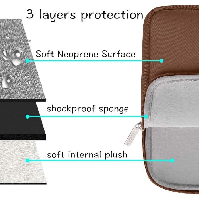 Emartbuy Pochette Housse Néoprène 10-11 Pouces Gris Foncé Intérieur Bleu - Protection Tablette Ordinateur