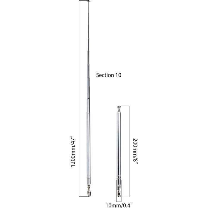 Antenne Télescopique BNC 10m 28 MHz COMTRAK HA-HF 10 - Pour Radio Portable, Omnidirectionnelle !