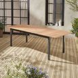 Table de jardin en bois aluminium extensible 200/250cm avec rallonge - Sevilla - bois d'Eucalyptus  huilé et structure anthracite-3