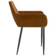 MEU;9044Excellent Lot de 2 Chaises de salle à manger Chaise de Salon Scandinave - Chaises à dîner Design Moderne Marron Velours-3