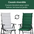 Set de 6 Coussins de chaise avec dossier et attaches Galette Coussin Fauteuil Gris/vert Jardin Maison Intérieur Extérieur-3