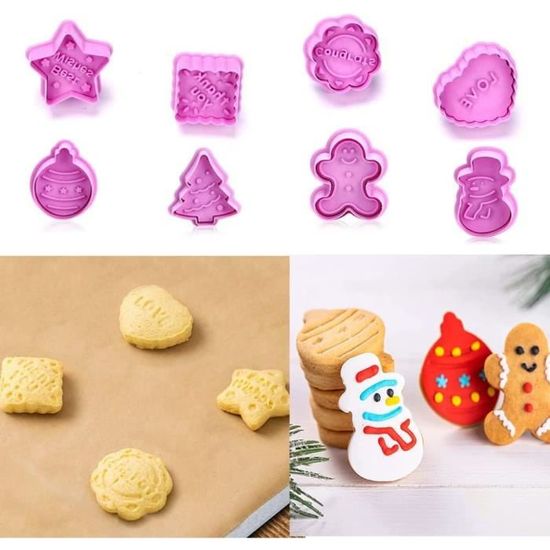 Emporte Pièces Noël,8pcs 3D Moule Biscuit Plastique,Moule à