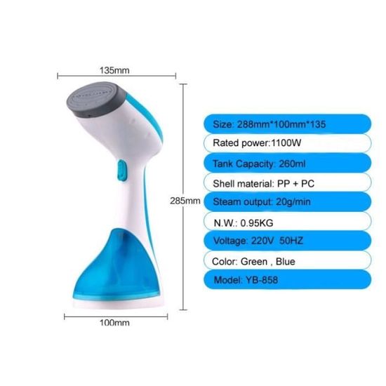 Fer /à Repasser Portable D/éfroisseur Vapeur /À Main 1200W D/ébit De Vapeur R/églable pour V/êtements Diff/érents B R/échauffage Rapide pour Maison//Voyage Machine /à Repasser Automatiquement 280ml