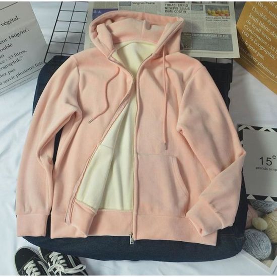 Sweat à Capuche Femme Avec Fermeture Éclair - Polaire Chaude, Décontracté, Poche, Pour Automne Hiver