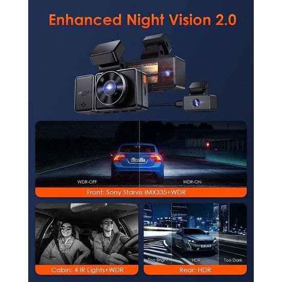Dashcam Vantrue N5 4 Canaux - 2.7K+3x1080P HDR, Sony STARVIS 2