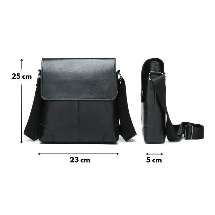 Sac bandoulière  Paolo Bags  format rectangulaire à triple compartiments - Noir