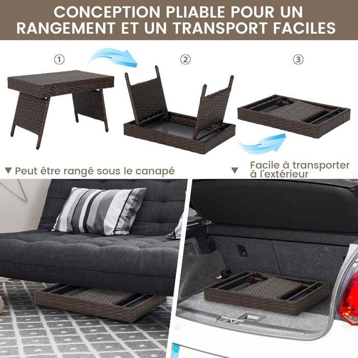 Table Balcon Extérieur GOPLUS En Fonte D'Aluminium 53x48cm - Table Basse Jardin Charge 65kg