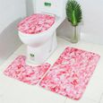 Abattant Wc,2021 Rose pétale série imprimé toilette tapis de sol trois pièces salle de bain Slip tapis ensemble livraison - Type B-0