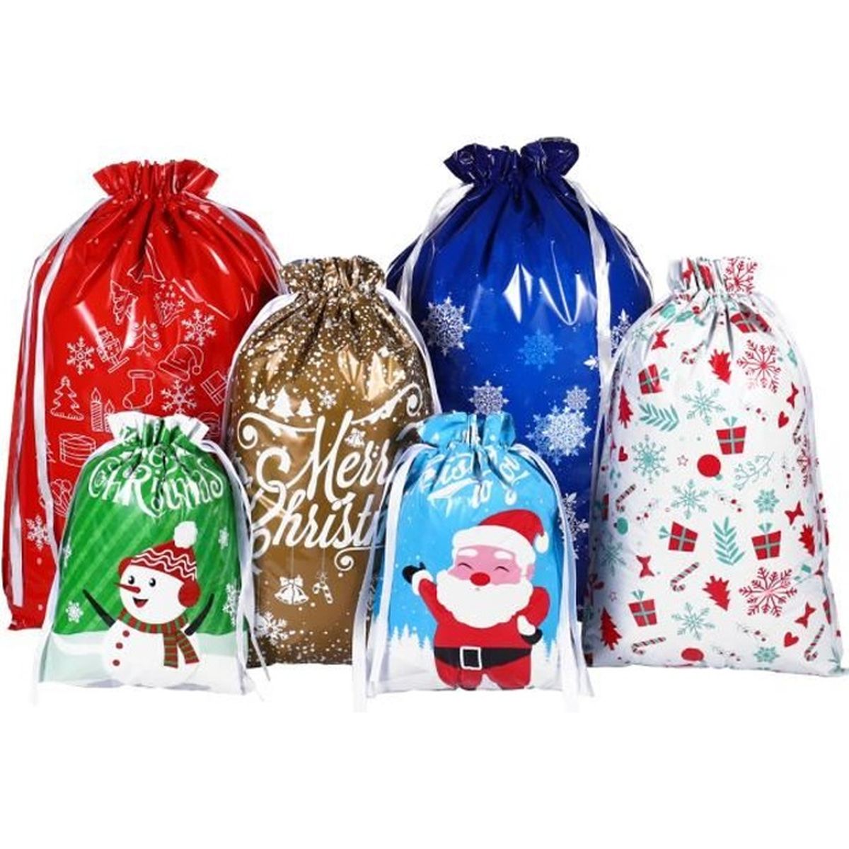 fournitures de fête Lot de 4 sacs cadeaux géants de Noël 111,8 x 91,4 cm avec étiquettes pour cadeaux de vacances grands sacs à friandises cadeaux de Noël surdimensionnés