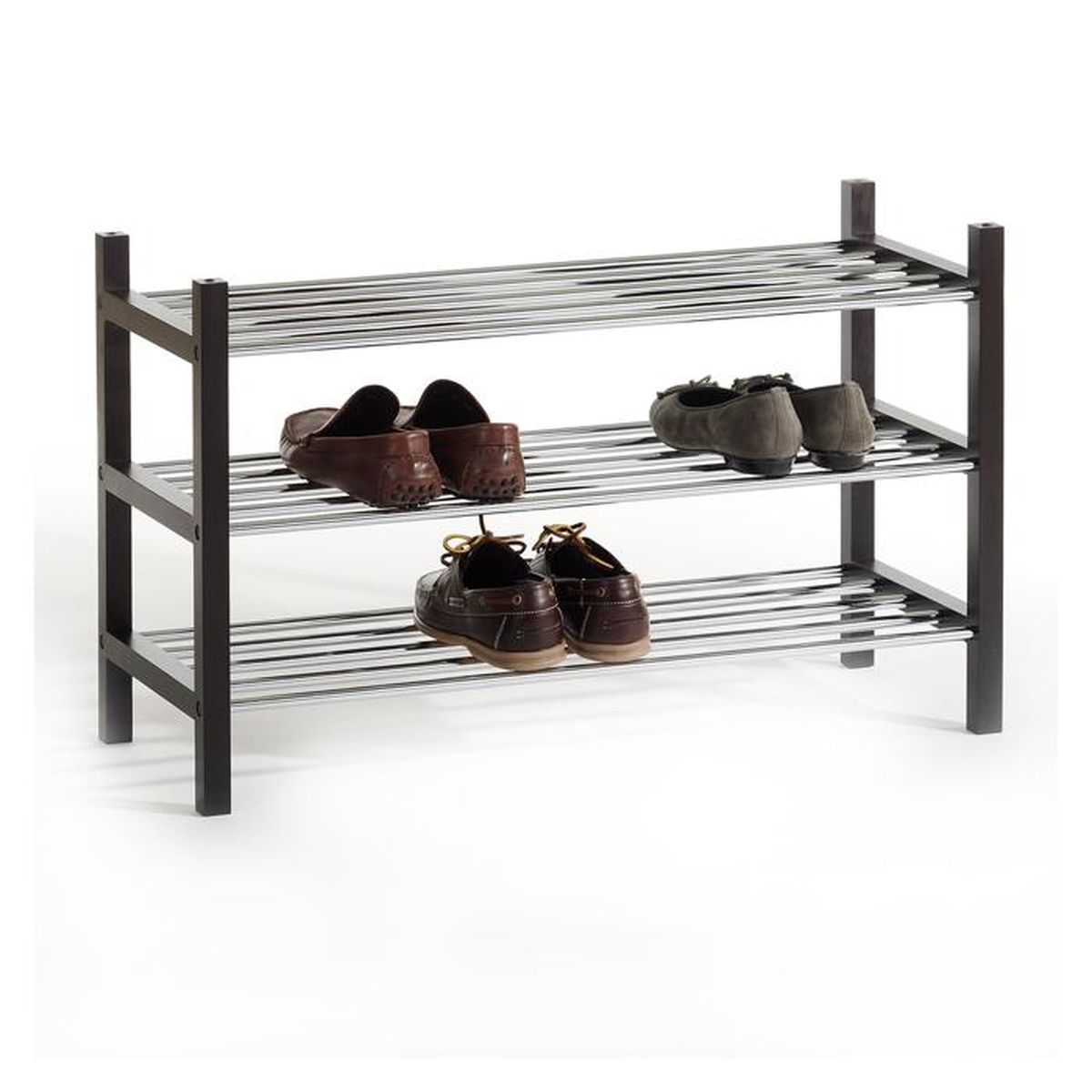 Etagère à chaussures RESA 3 tablettes laqué brun - Achat ...