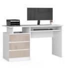 Bureau d'ordinateur AKORD CLP Blanc 135 cm 3 tiroirs façade Cappuccino Brillant 2 étagères 135x60x77 cm