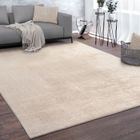 Paco Home Tapis De Salon Poils Ras Lavable Monochrome Style Moderne Beige Crème 240x340 cm