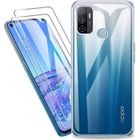 RASENA Coque OPPO A53s Transparente + 2 × Verre trempé Protection écran, Souple Silicone étui Protecteur Bumper Housse Clair TPU Gel