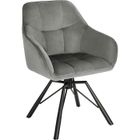 WOLTU Chaise Pivotante à 360°, Chaise Salle à Manger Scandinave, Fauteuil de Cuisine en Velours, Gris Foncé W0ATT0020-1