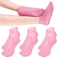 3 paires de chaussettes en silicone longues chaussettes hydratantes chaussettes en gel pour pieds gercés utilisation nocturne rose
