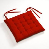 Lot de 2 Galettes de chaises Futon 100% coton 40 x 40 cm - Rouge