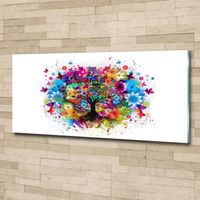 Tulup 125x50cm Tableau sur verre acrylique- Art: moderne classique - Arbre Coloré - Multicolore