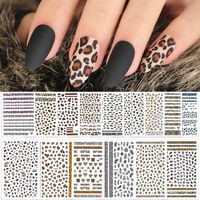 15 feuilles autocollants ongles imprimés léopard, 3d sexy imprimé animal auto-adhésif nail art stickers autocollant de décoration