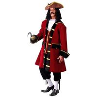 Déguisement Capitaine Pirate Luxe - Rouge - Homme - Tissu de Qualité - Veste, Jabot et Pantalon Inclus