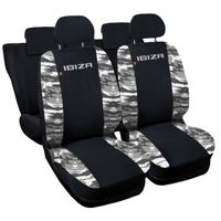 Lupex Shop Housses de siège auto compatibles pour Ibiza Noir Camouflage Clair