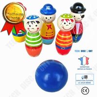 TD® Lot de Quille Colorées en Bonhomme Jouet pour enfants bois boule de bowling Quille drôle enfant jeu de plein Air accessoire