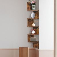 HUOLE Étagère D'Angle Murale 5 Niveaux - Colonne Verticale Contemporaine 20x20x120 Cm Rétro Pour Salon, Chambre Et Cuisine