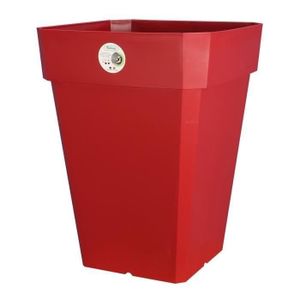 JARDINIÈRE - BAC A FLEUR RIVIERA Pot carré Soleilla en plastique 39x39x53cm - 49l - Rouge