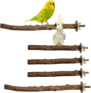 VOLIÈRE - CAGE OISEAU Lot De 5 Perchoirs Pour Oiseaux - Accessoires Naturels Pour Oiseaux Comme Perruches Canaris Agapornides - Accessoires
