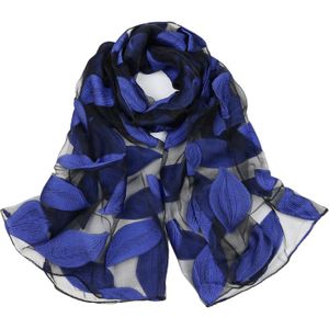 Étole femme foulard bleu 50% soie châle voilé écharpe élégant cérémonie UH5