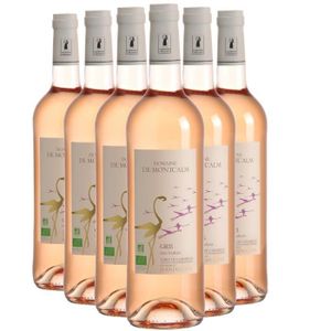 VIN ROSE Sable de Camargue Flamant Gris Rosé 2022 - Bio - Lot de 6x75cl - Domaine de Montcalm - Vin IGP Rosé du Languedoc - Roussillon