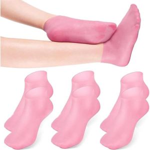 SOIN MAINS ET PIEDS 3 paires de chaussettes en silicone longues chaussettes hydratantes chaussettes en gel pour pieds gercés utilisation nocturne rose