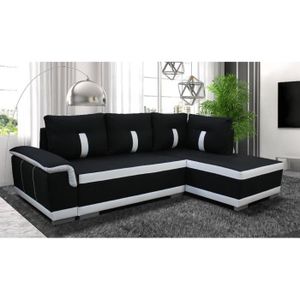 Canape D Angle Convertible Amelie Tissu Noir Et Blanc Agnle