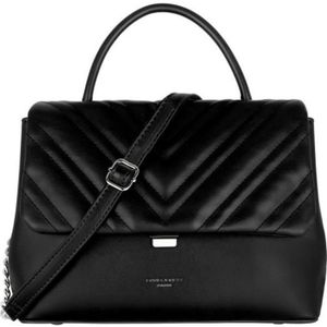 SAC À MAIN David Jones - Sac Bandoulière Matelassé Chevron Femme - Sac à Main Simili Cuir Porté Epaule - Besace Cartable Chaînes Mode - Noir