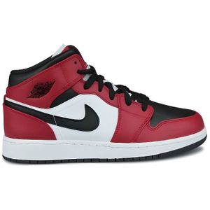 CHAUSSURES BASKET-BALL Basket Air Jordan 1 Mid Chicago Black Toe Gs 554725-069 - Nike - Enfant Garçon - Cuir - Noir Rouge Blanc