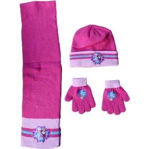 Hello kitty Echarpe 52 cm bonnet péruvien et gants enfant fille Rose et Violet de 3 à 8ans Violet 3-6 ans