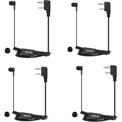 Retevis Écouteur 2 Pin Avec Micro PTT - Casque Bobine Rétractable Pour Talkie-Walkie RT24 RT22 Etc (2 Pièces)