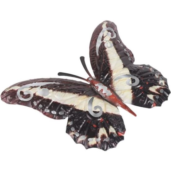 Décoration Murale En Fer Forgé Blanc – Lot De 2 : Fleur Et Papillon – Style Vintage – Taille 30cm