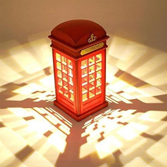 Rouge rétro classique Londres Angleterre Cabine téléphonique britannique USB de nuit à LED Lampes de lampe de table de chevet