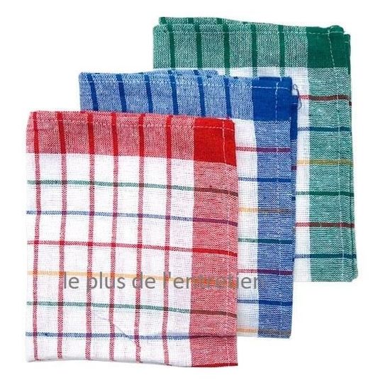 Torchon Vaisselle COTON 50x70cm "Luxe" en Lot de 3