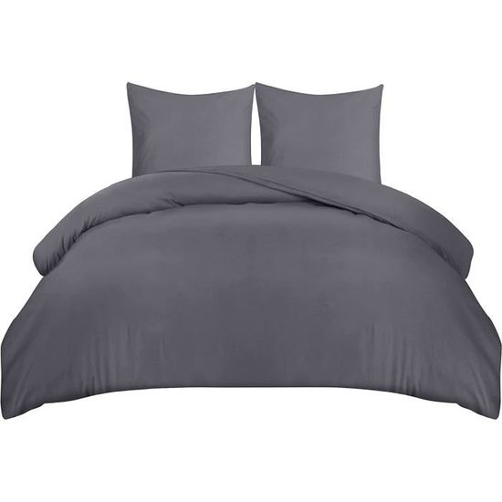 Housse De Couette Seersucker Utopia Bedding 220x240cm Gris - Microfibre Brossée Avec Taies