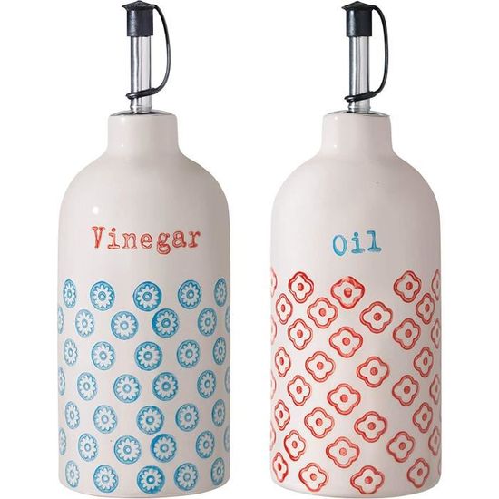 Distributeurs Huile Vinaigre GiReich - Lot De 2 Bouteilles 300ml - Verre Et Inox - Avec Entonnoir