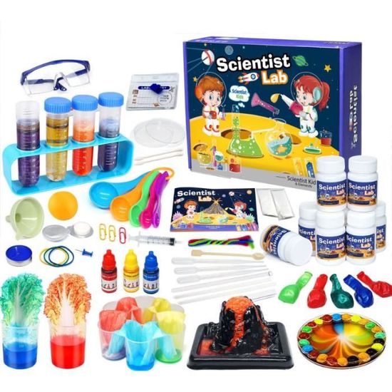 Kit Scientifique UNGLINGA 65 Expériences – Volcan, Cristaux, Sable Magique, éducatif STEM Pour Enfants 8 Ans+