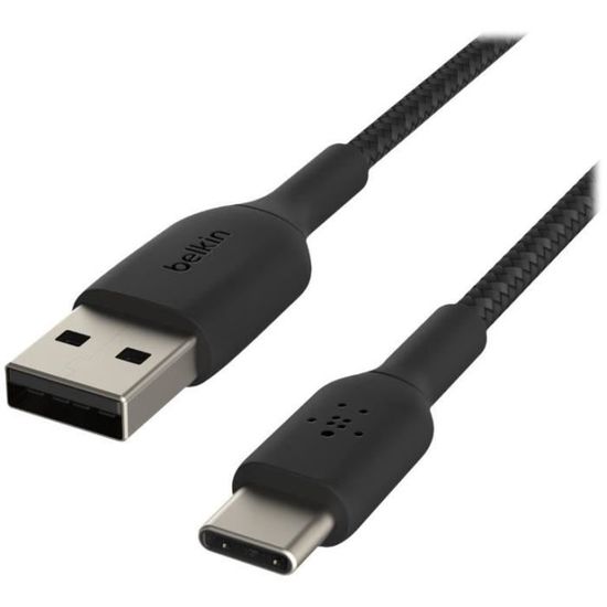 BELKIN - cable - BRAIDED C-A 1M, BLK - BRAIDED C-A